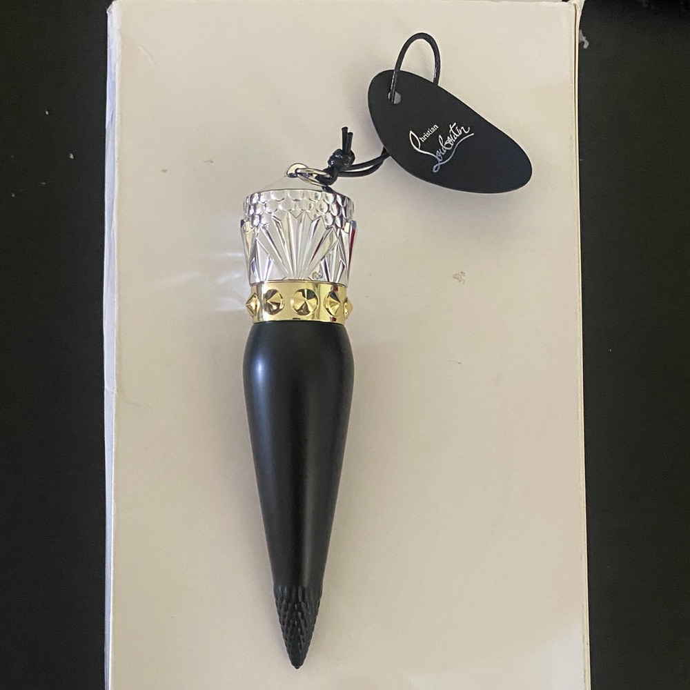 Authentic Christian Louboutin Black and Gold Lipstick with Crystal Top-Red color